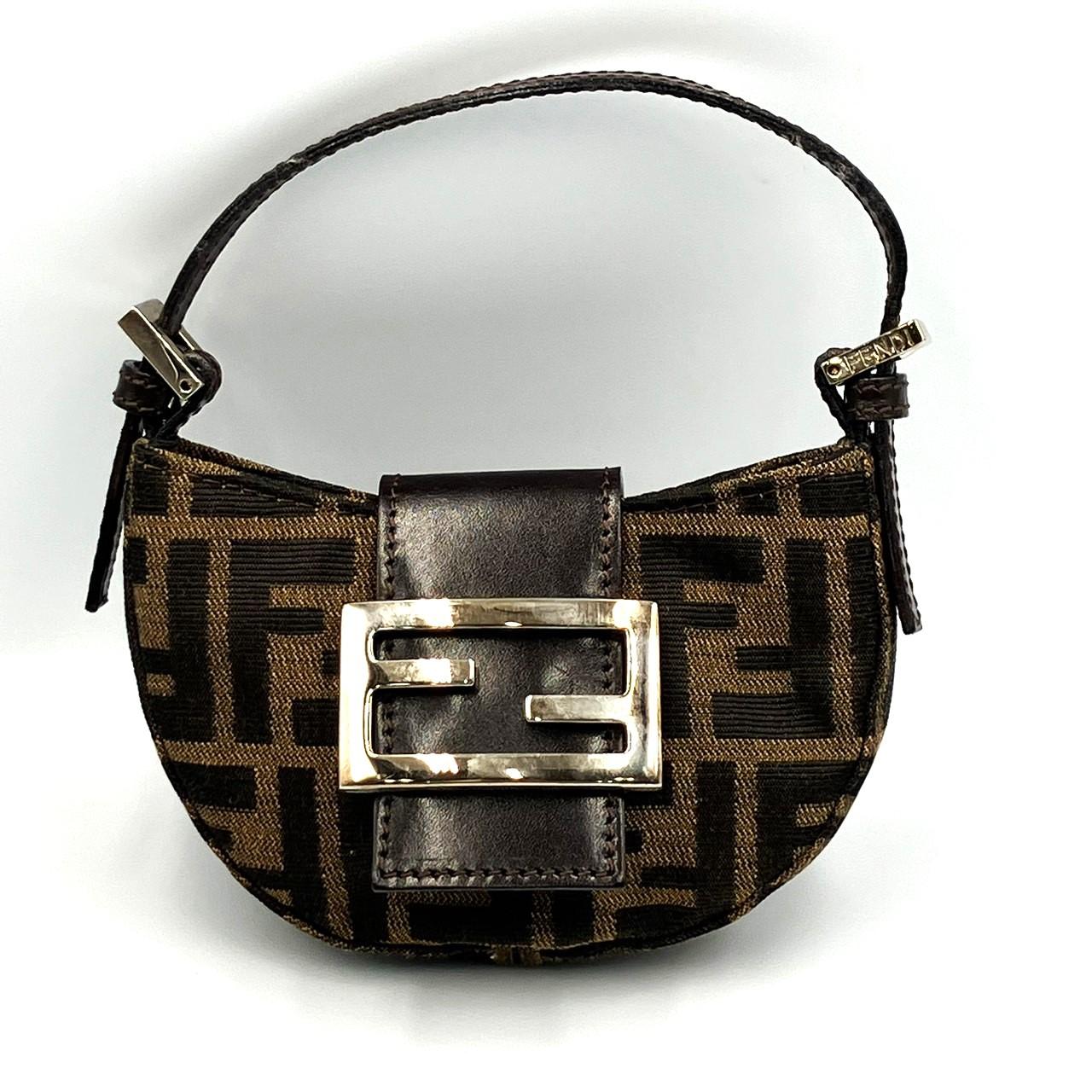 FENDI　フェンディ 2308-26673-008　ミニクロワッサン ズッカ ポーチ ミニバッグ 　　ブラウン