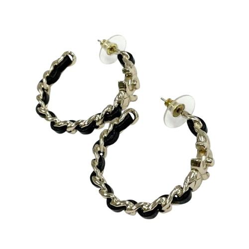 CHANEL シャネル チェーン ラムスキン フープピアス