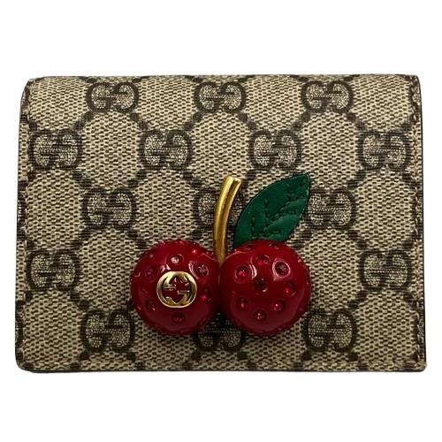 GUCCI グッチ 476050 スプリーム 二つ折り財布 チェリー