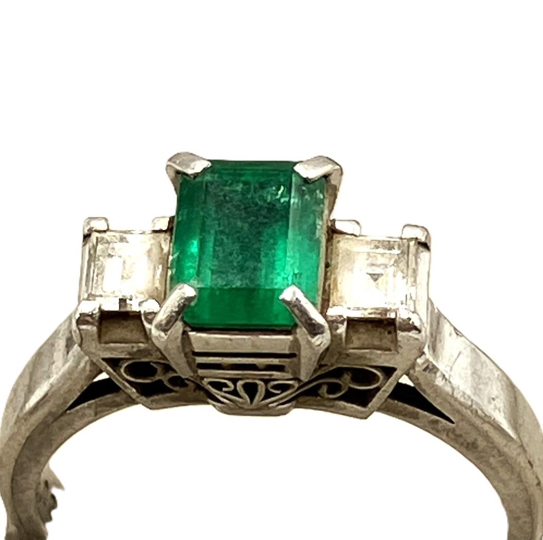 Pt900 エメラルドリング E 0.87ct D 0.31ct 6.42g