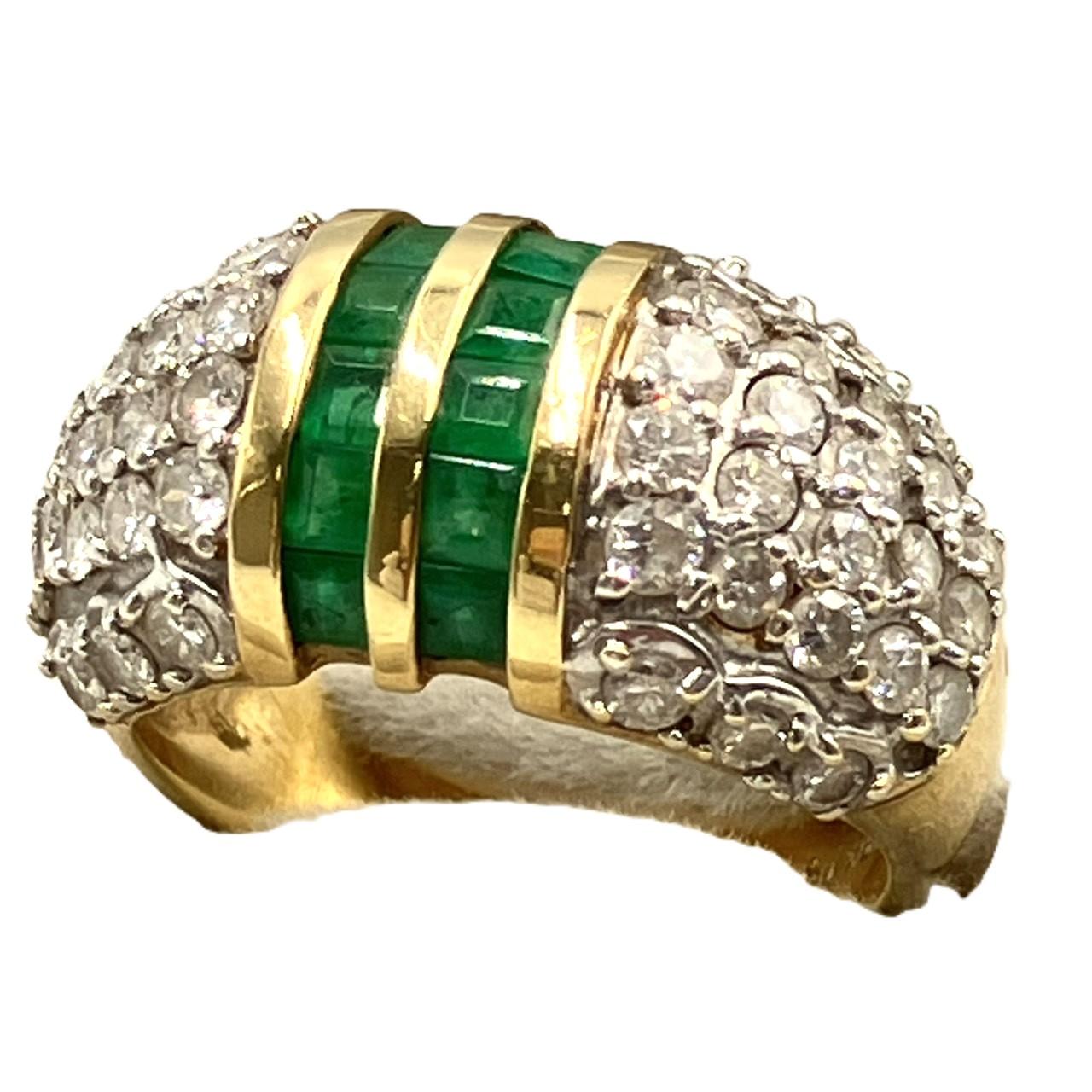 18K エメラルド、ダイヤモンド ファッションリング E0.88ctD1.33ct 7.72g