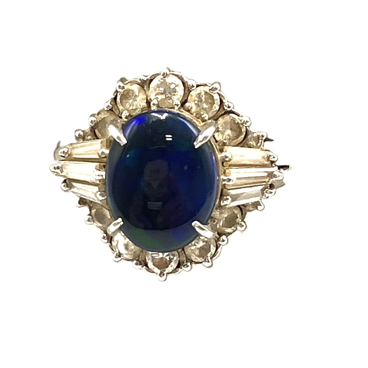 Pt900 ブラックオパールリング OP2.01ct D1.00ct 8.95g