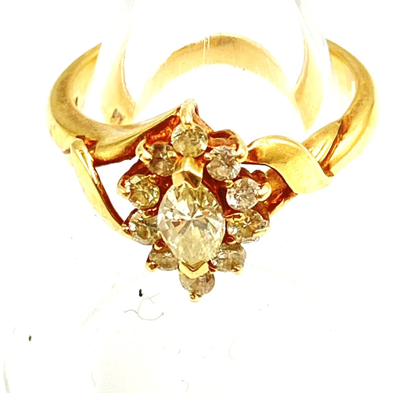 K18 マーキスカット ダイヤモンドリング 0.53ct 3.8g