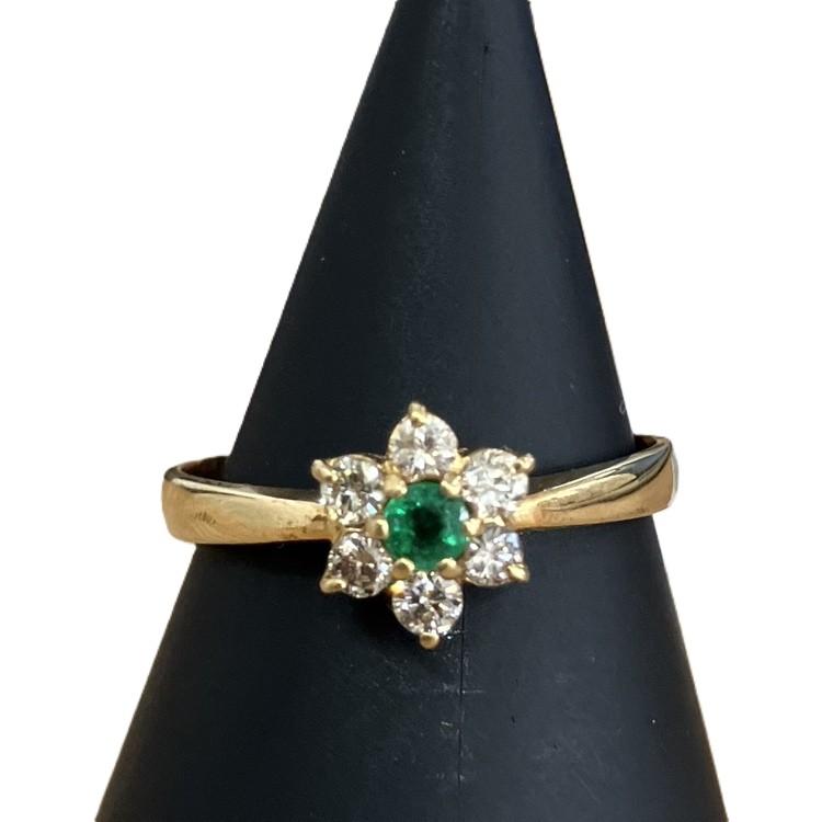 K18 フラワーリング 0.08ct 0.15ct 1.76g 7号