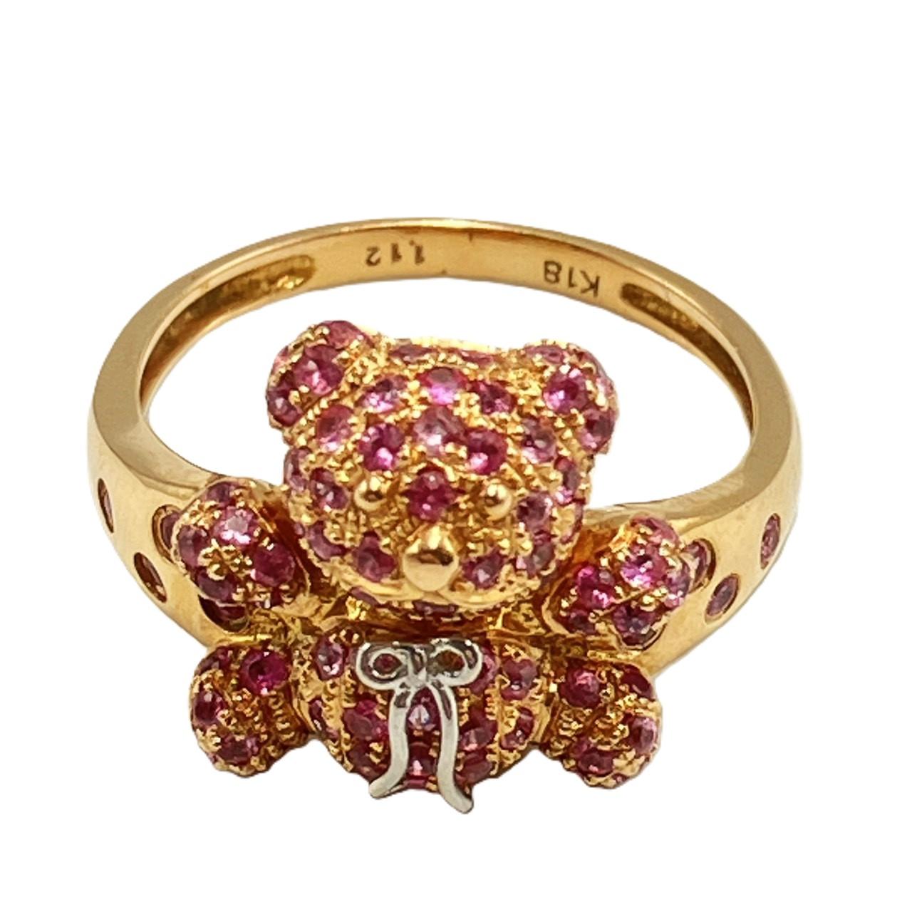 K18 くまモチーフリング　4.41ｇ　1.12ｃｔ