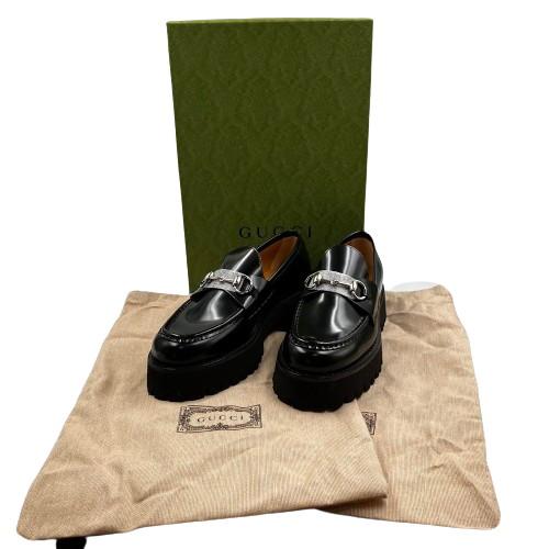 グッチ 764211 ガラスレザー ホースビットローファー シューズ
