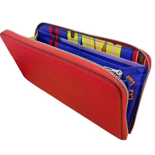 HERMES エルメス アザップシルクイン 長財布 レッド