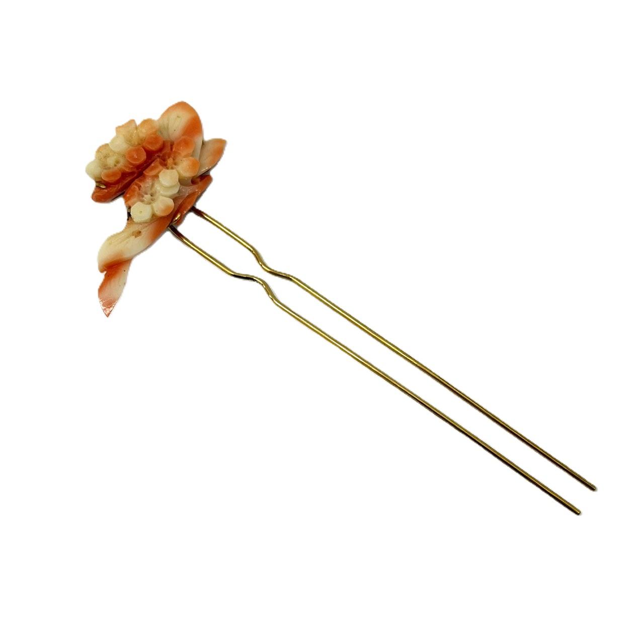 K18 サンゴ付きかんざし
