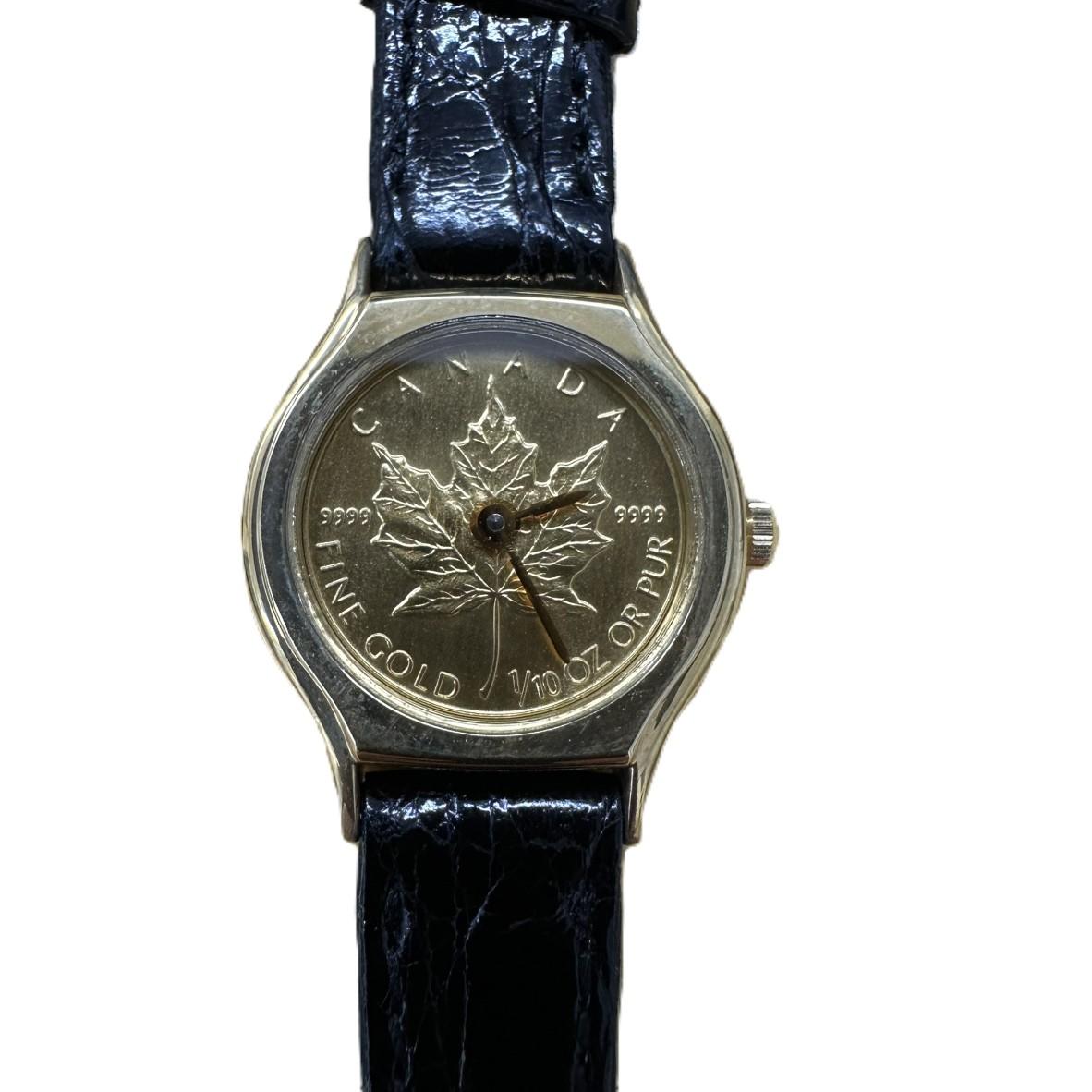 GOLD Coin WATCH メイプルリーフ金貨文字盤ウォッチ 1/10oz K18 K24