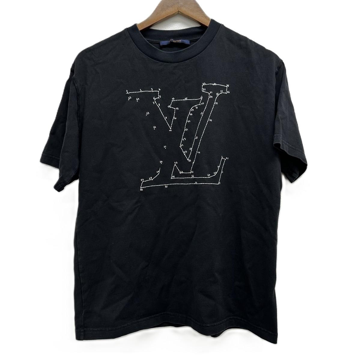LOUIS VUITTON ルイ・ヴィトン LVステッチデザイン 半袖Tシャツ ブラック