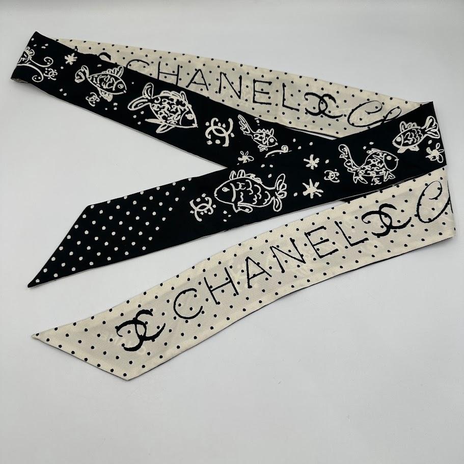 CHANEL ヘアバンド シルク ツイル フィッシュ