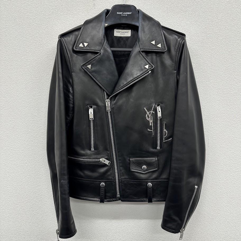 Saint Laurent　サンローラン　YSLロゴ　ラムレザー・ダブルライダースジャケット