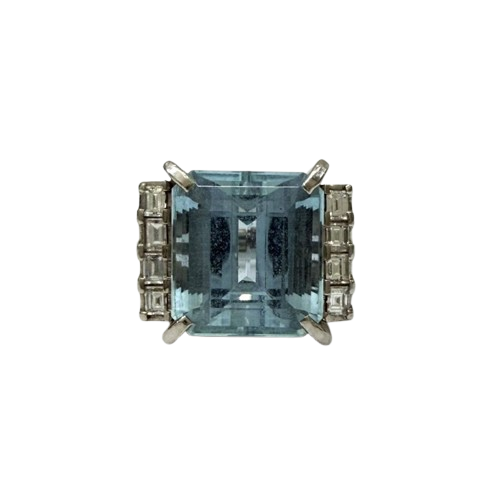 Pt900 アクアマリン8.50ct D0.48ct リング