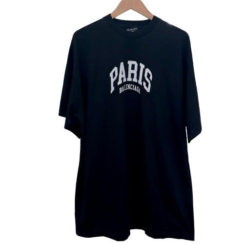 BALENCIAGA バレンシアガ 686589 ロゴプリント 半袖Tシャツ ブラック 2 サイズ メンズ レディース