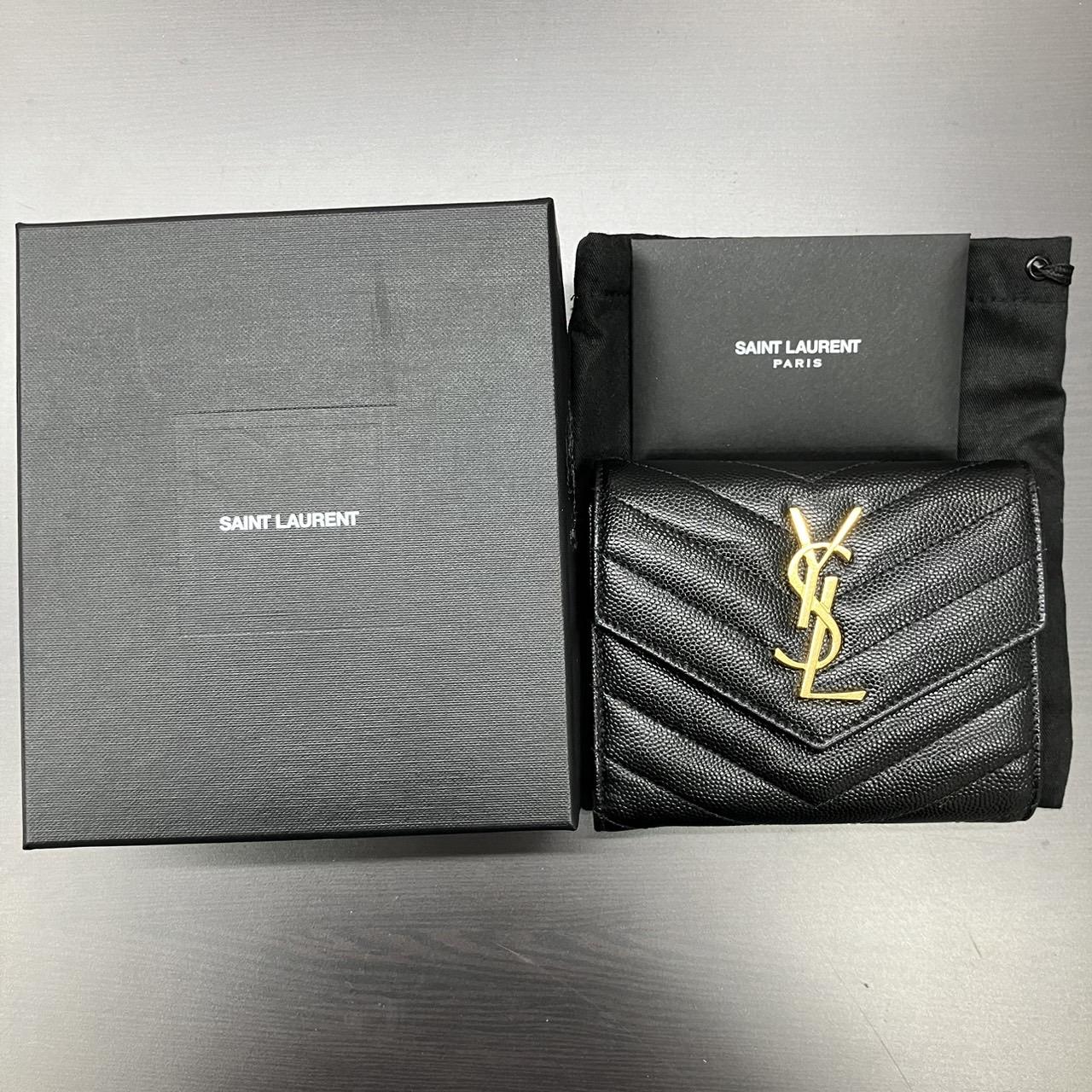  YSL サンローランパリ 403943 BOW01 1000 コンパクトウォレット 三つ折り財布 ブラック