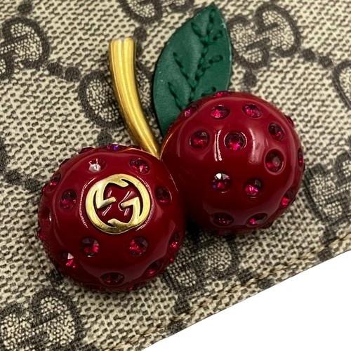 GUCCI　グッチ　476050　スプリーム　二つ折り財布　チェリー