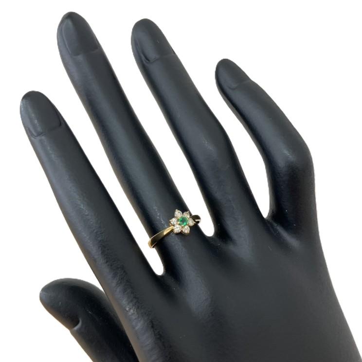 K18 フラワーリング 0.08ct 0.15ct 1.76g 7号