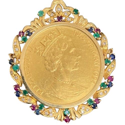 マン島キャットコイン　１OZ　K18枠付き　41.9ｇ