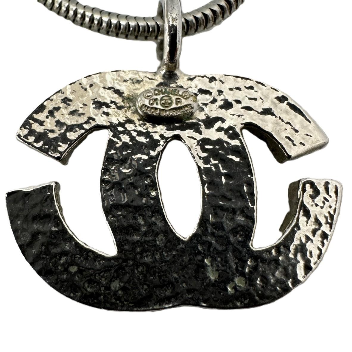 CHANEL シャネル 01P ココマーク ラインストーン クリア シルバー