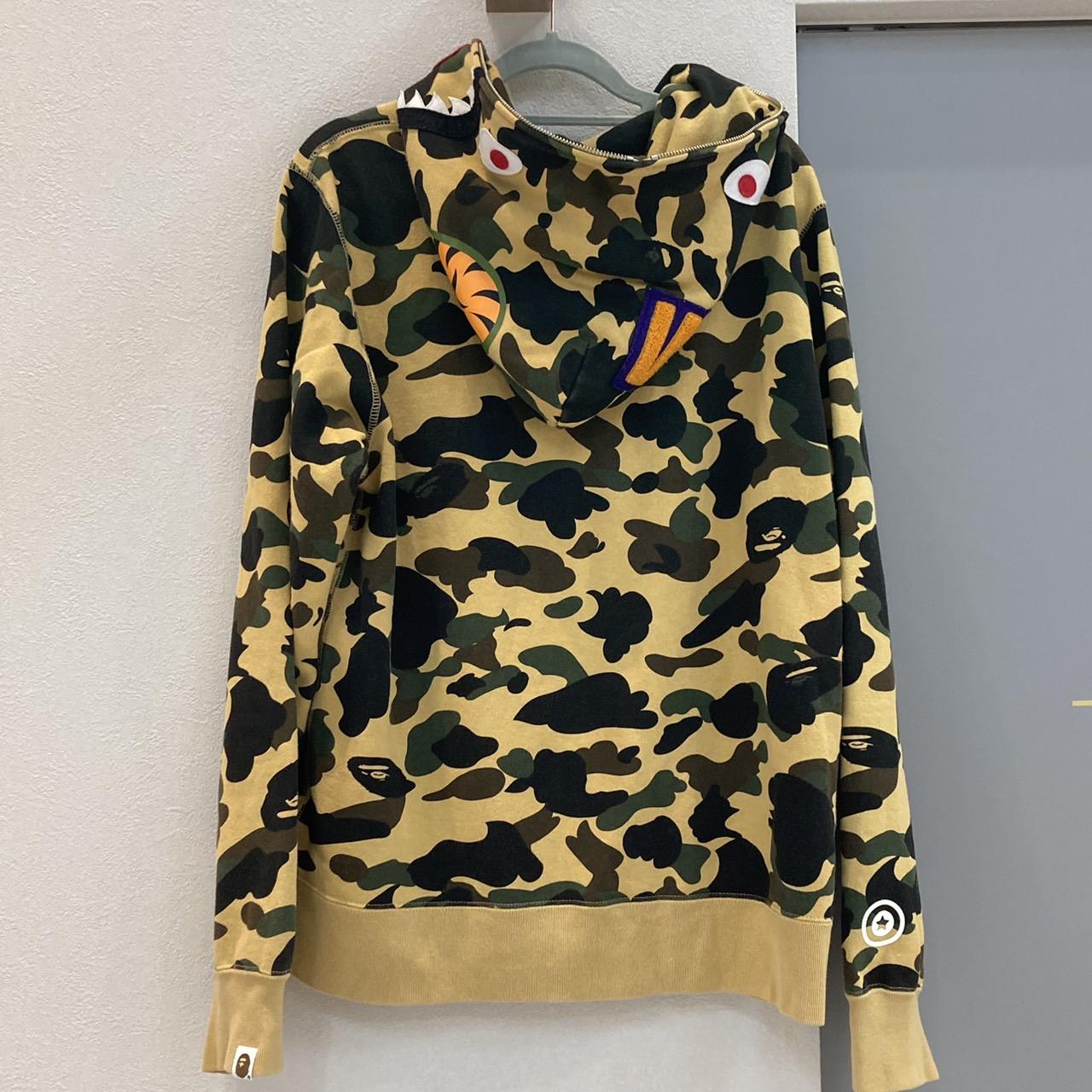 A BATHING APE エイプ SHARK 1ST CAMO FULL ZIP HOODIE イエローカモ 迷彩 シャーク ジップアップパーカー L