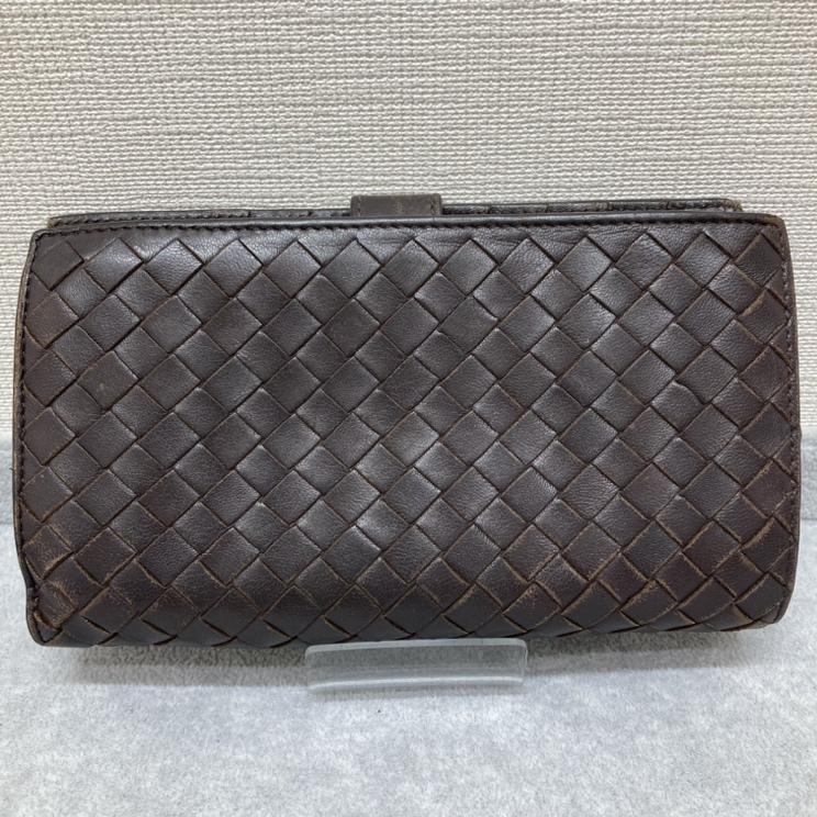 BOTTEGA VENETA　ボッテガヴェネタ　イントレチャート　二つ折り財布　ブラウン