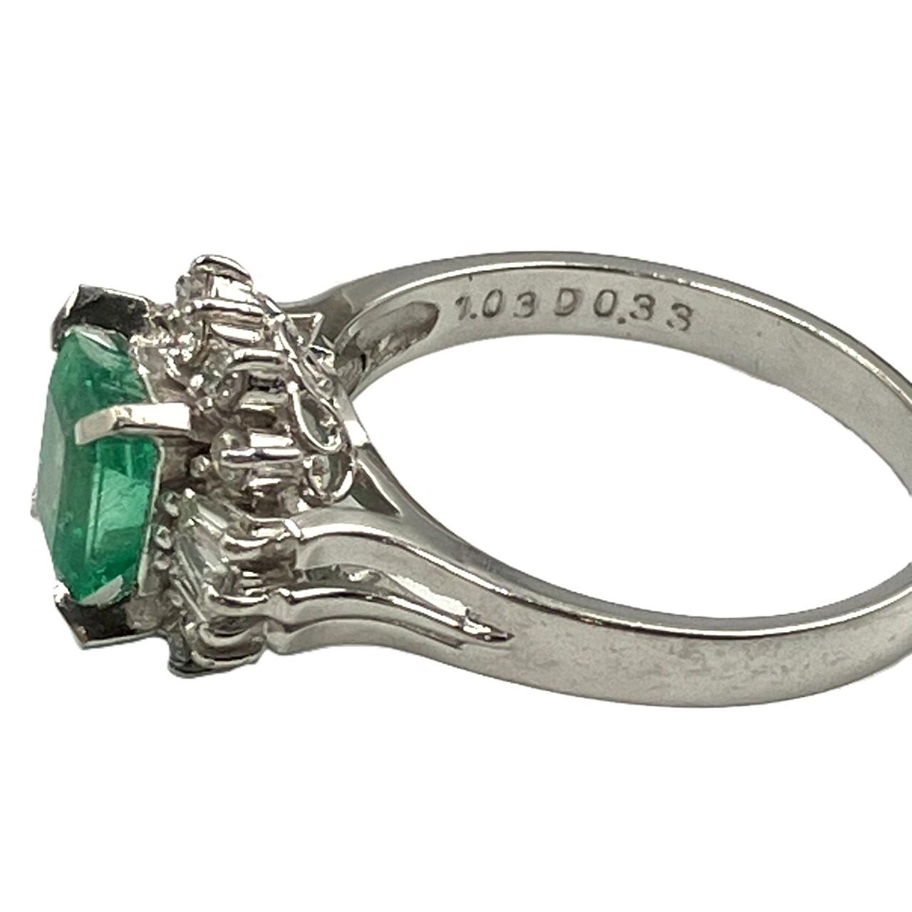 Pt900　エメラルドリング　E1.03ct　D0.33ct　5.28ｇ