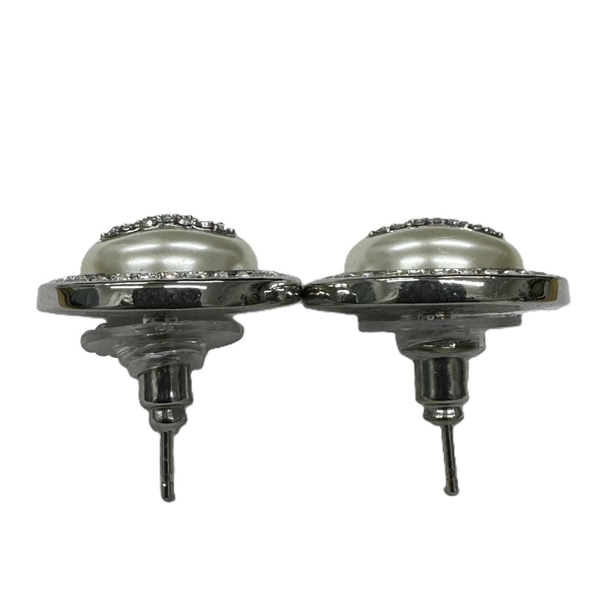 CHANEL シャネル ラインストーンパール ピアス 