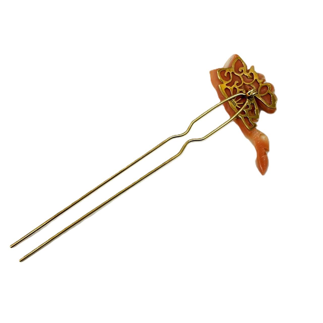 K18 サンゴ付きかんざし