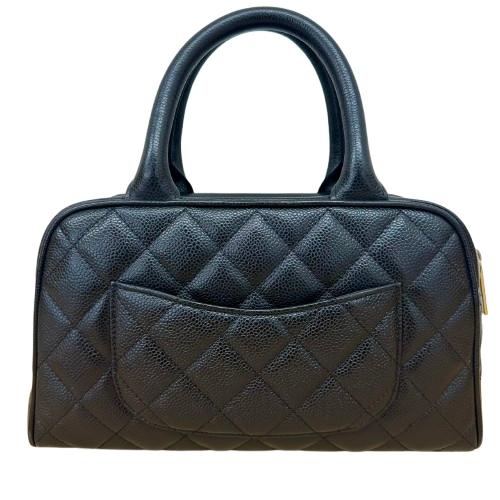 CHANEL シャネル マトラッセ ミニボストンバッグ キャビアスキン ブラック 8番台