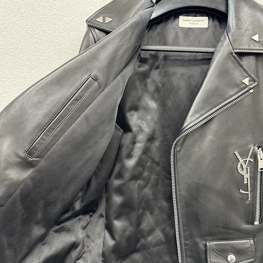 Saint Laurent サンローラン YSLロゴ ラムレザー・ダブルライダースジャケット
