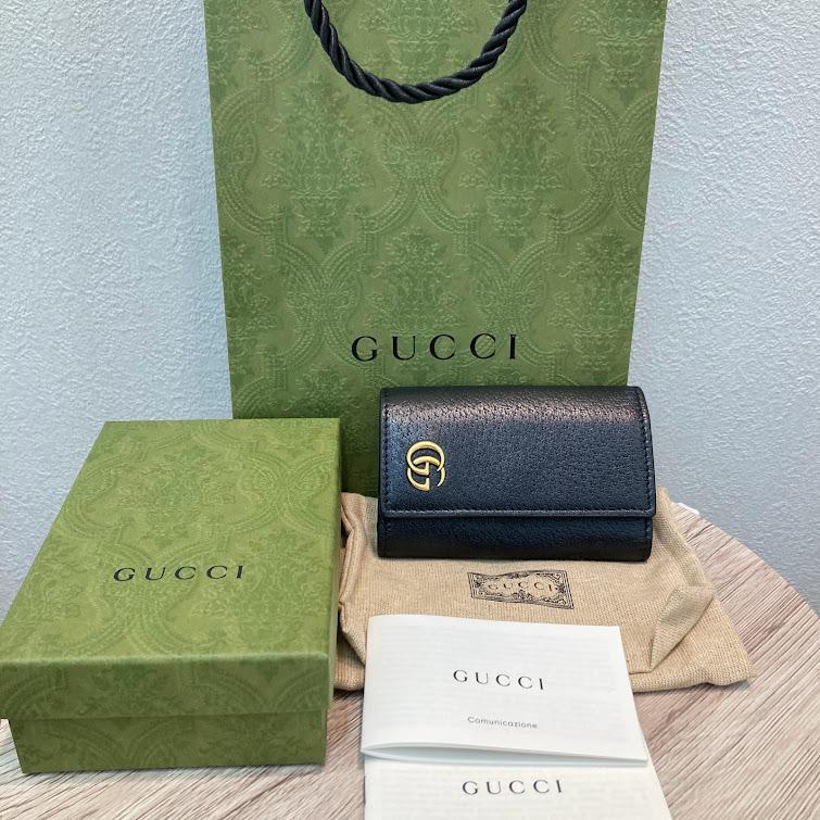 GUCCI　グッチ　435305　GGマーモント　キーケース　　ブラック　レザー 